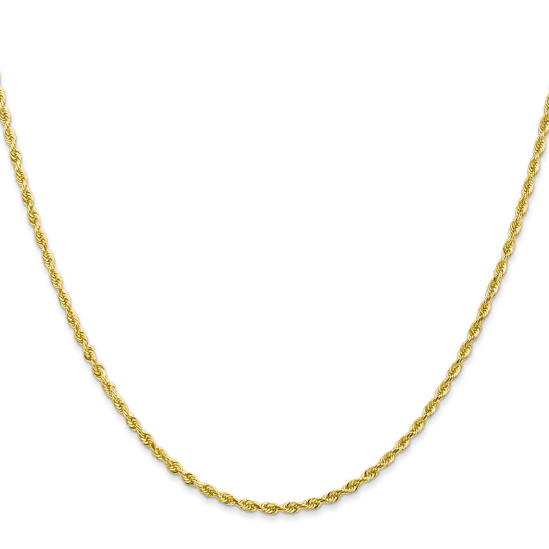 22 Inch 10K Yellow Gold 2mm D/C Quadruple Rope Chain Necklace