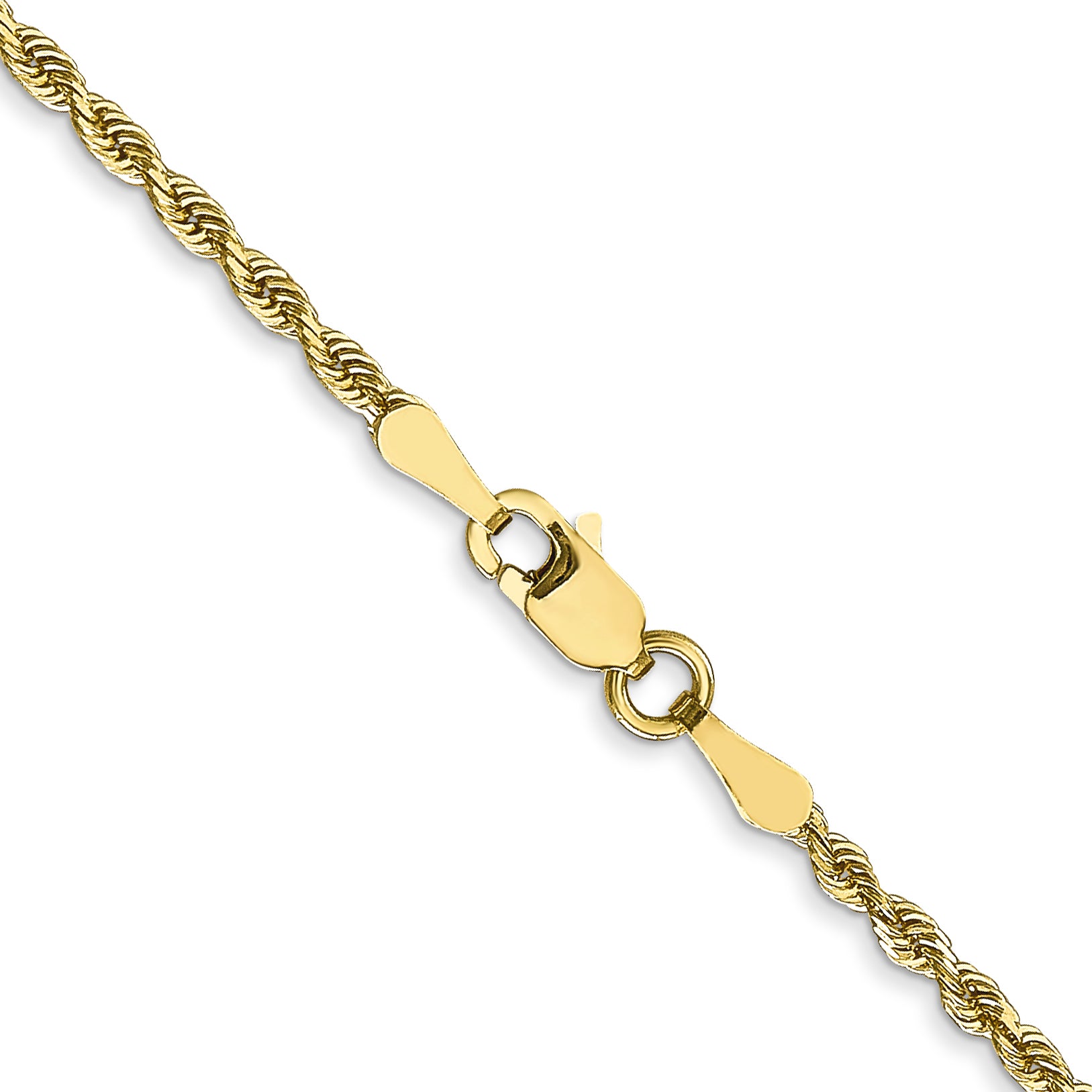 22 Inch 10K Yellow Gold 2mm D/C Quadruple Rope Chain Necklace