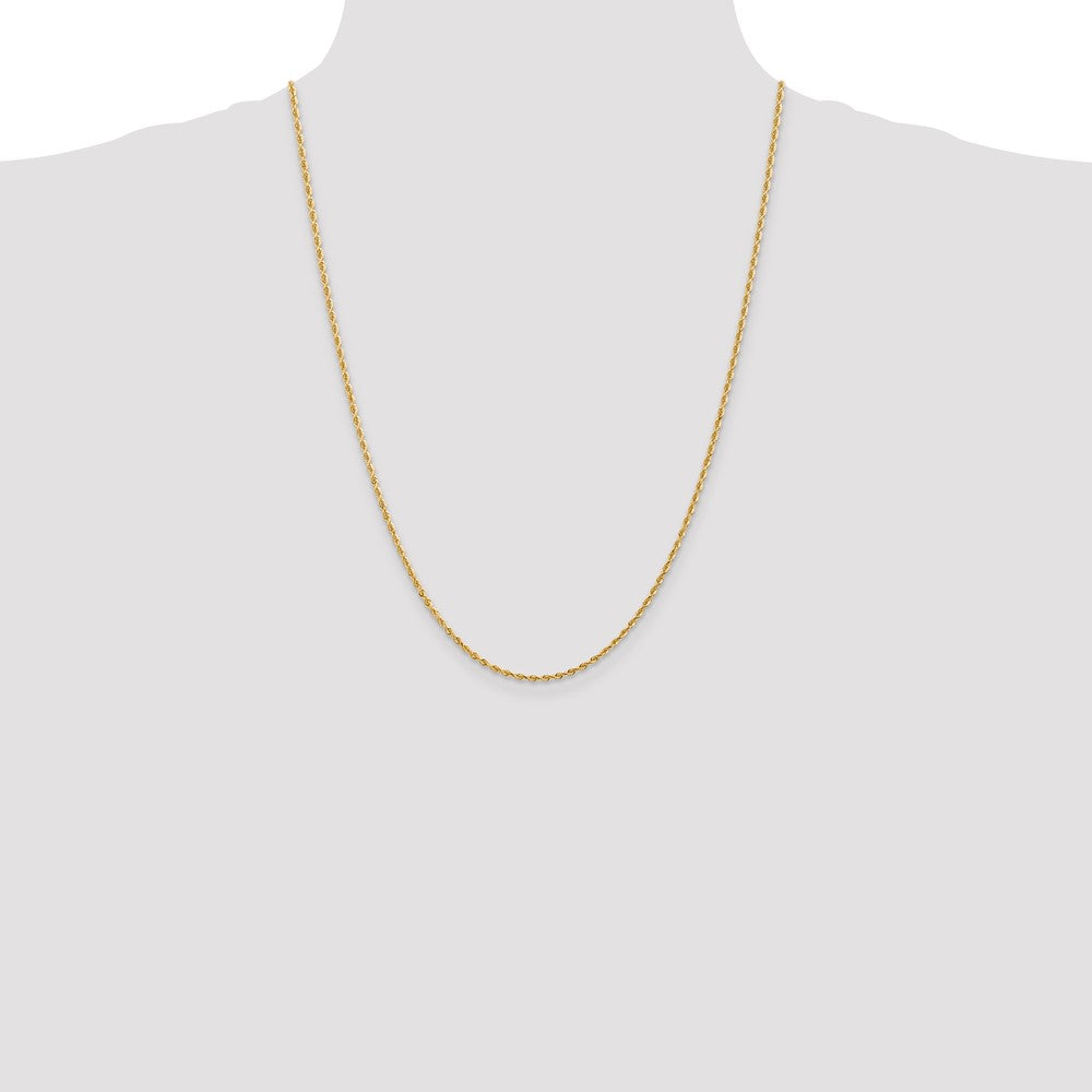 24 Inch 10K Yellow Gold 2mm D/C Quadruple Rope Chain Necklace