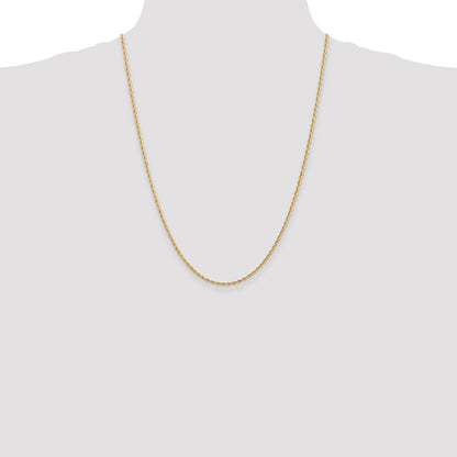 24 Inch 10K Yellow Gold 2mm D/C Quadruple Rope Chain Necklace