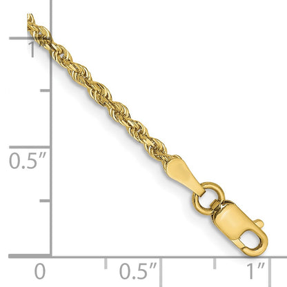 8 Inch 10K Yellow Gold 2mm D/C Quadruple Rope Chain Bracelet