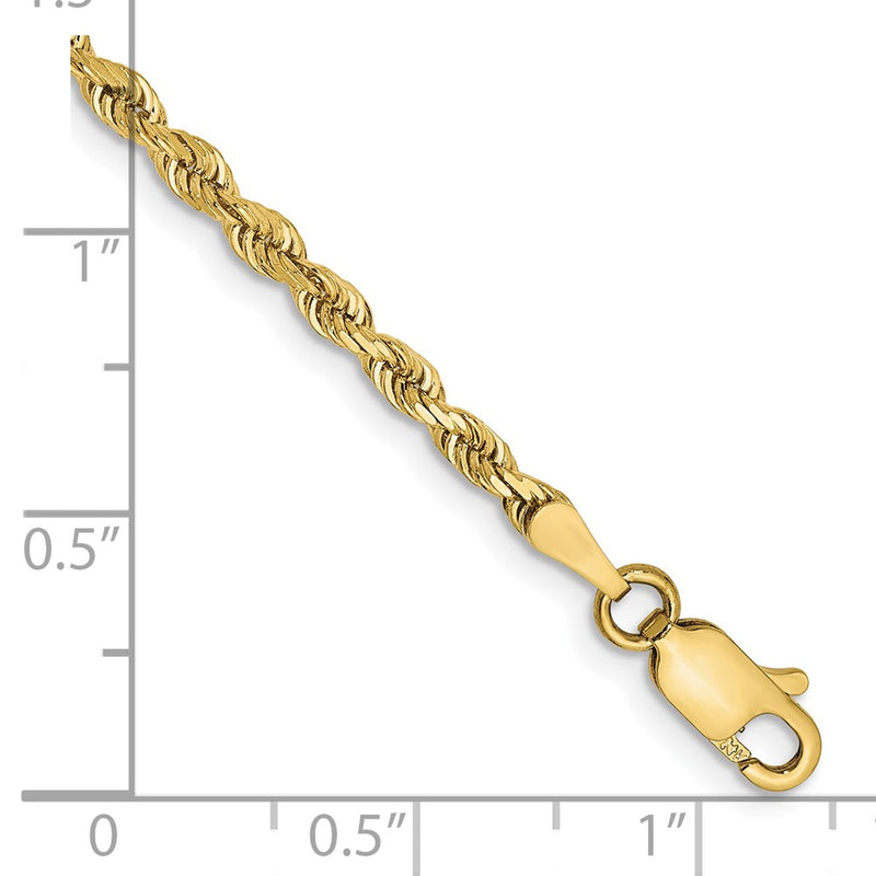 8 Inch 10K Yellow Gold 2.75mm D/C Quadruple Rope Chain Bracelet