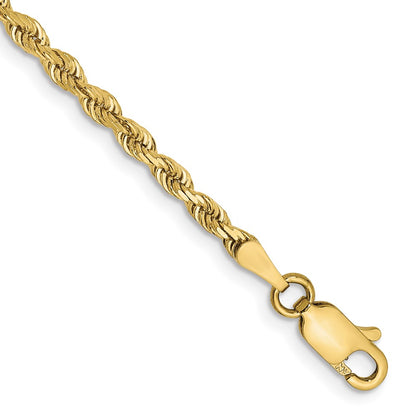 8 Inch 10K Yellow Gold 2.75mm D/C Quadruple Rope Chain Bracelet