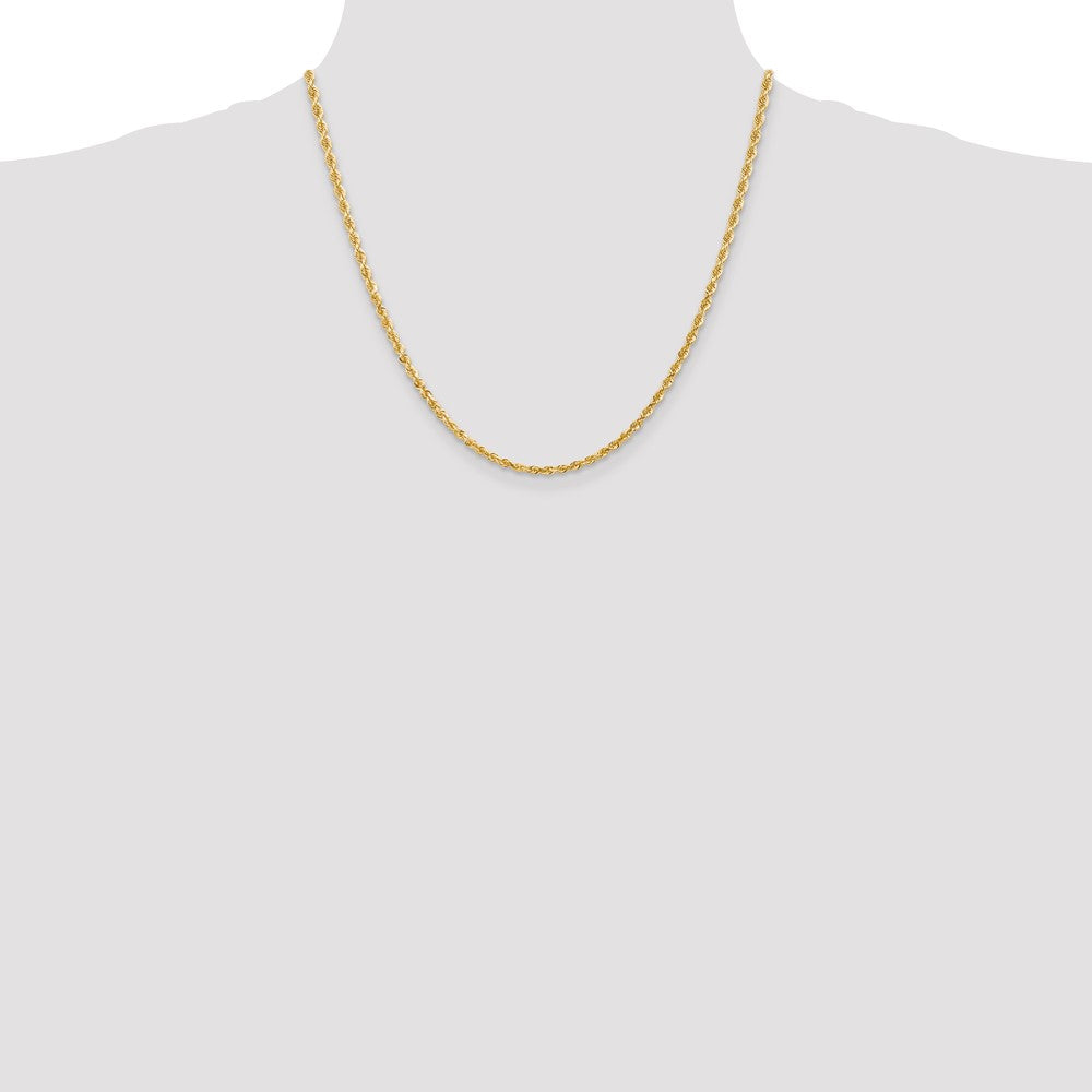 2 Inch 10K Yellow Gold 3mm D/C Quadruple Rope Chain Necklace