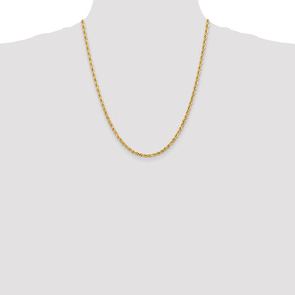22 Inch 10K Yellow Gold 3.35mm D/C Quadruple Rope Chain Necklace