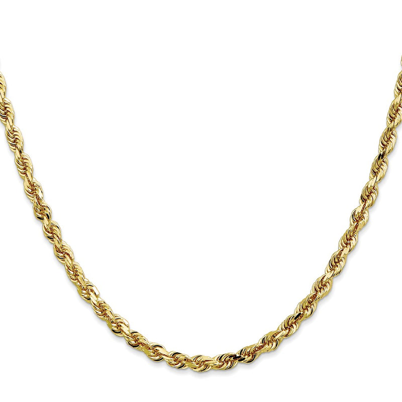 18 Inch 10K Yellow Gold 4mm D/C Quadruple Rope Chain Necklace