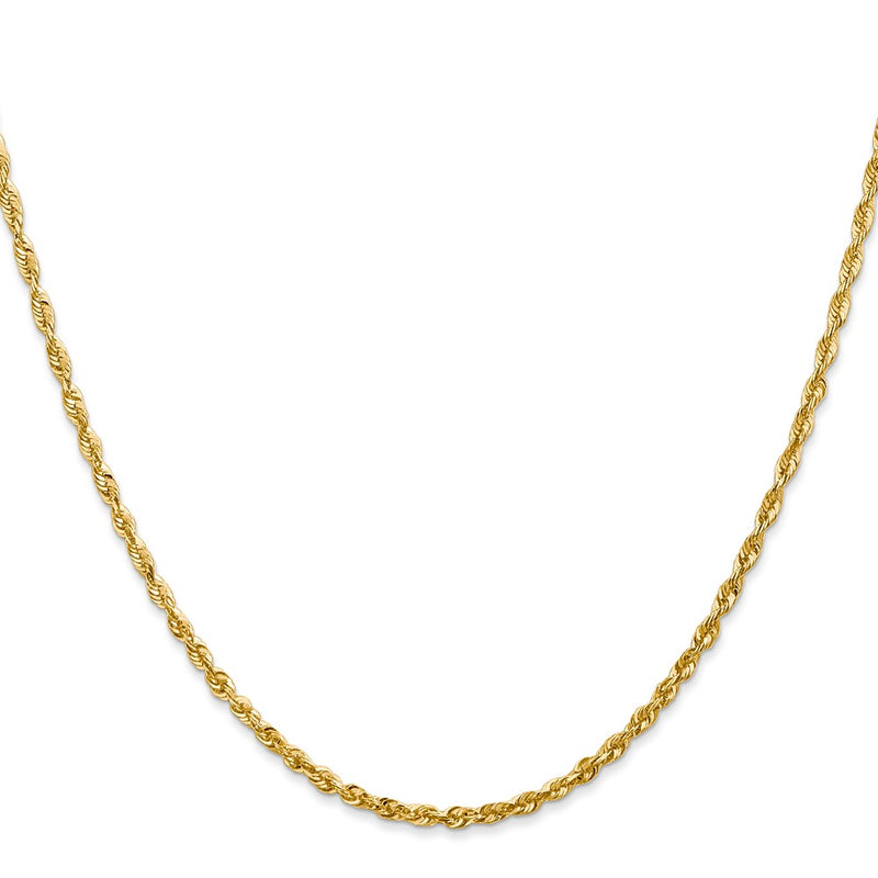 16 Inch 10K Yellow Gold 2.25mm Diamond Cut Lightweight Rope Chain Necklace