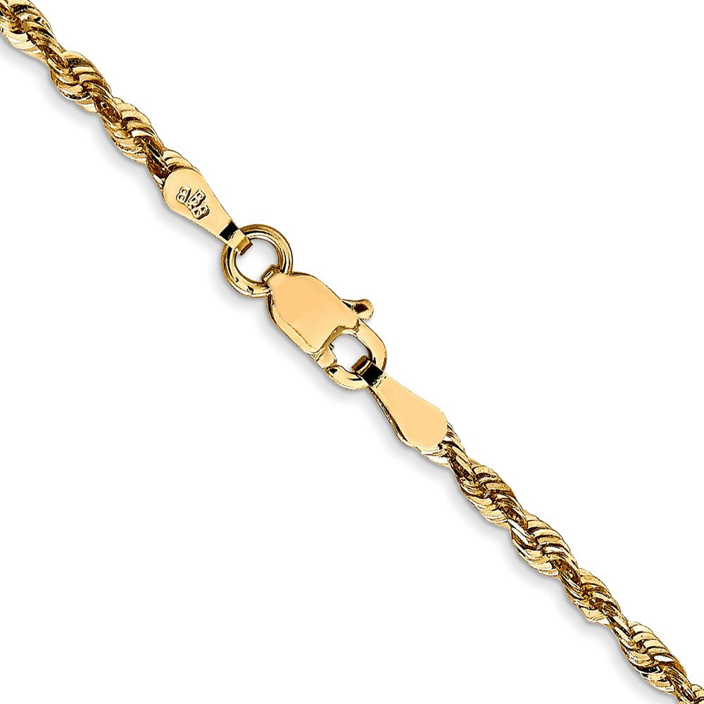 18 Inch 10K Yellow Gold 2.25mm Diamond Cut Lightweight Rope Chain Necklace