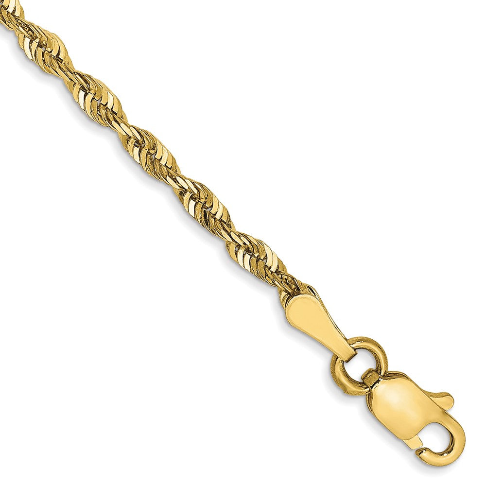 8 Inch 10K Yellow Gold 2.25mm Diamond Cut Lightweight Rope Chain Bracelet