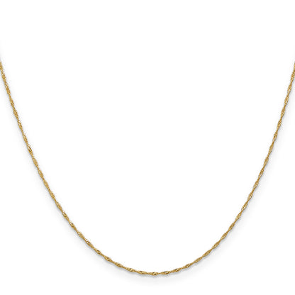 24 Inch 10K Yellow Gold 1mm Singapore Chain Necklace