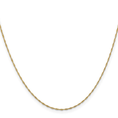 24 Inch 10K Yellow Gold 1mm Singapore Chain Necklace