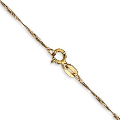16 Inch 10K Yellow Gold 1mm Singapore Chain Necklace