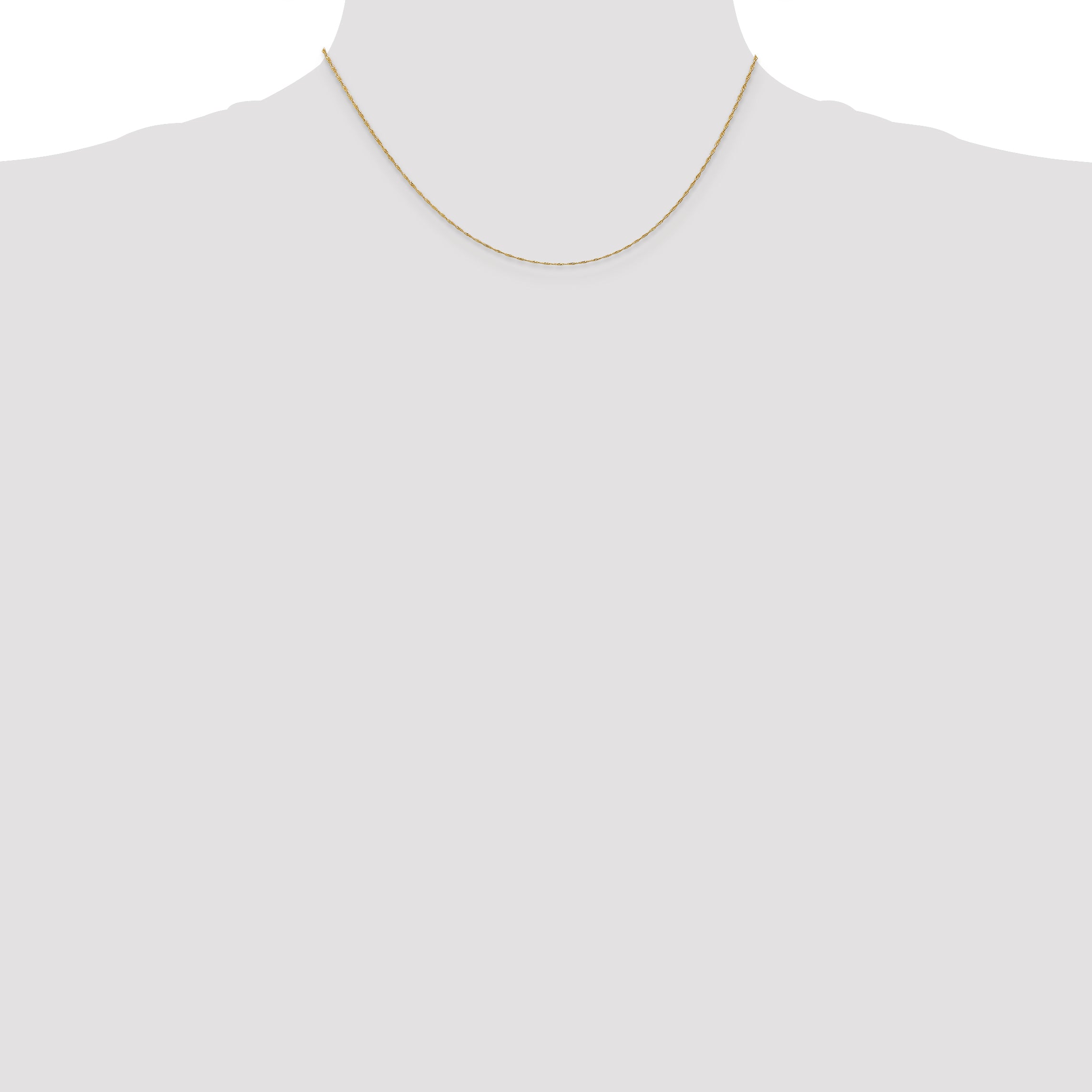 16 Inch 10K Yellow Gold 1mm Singapore Chain Necklace