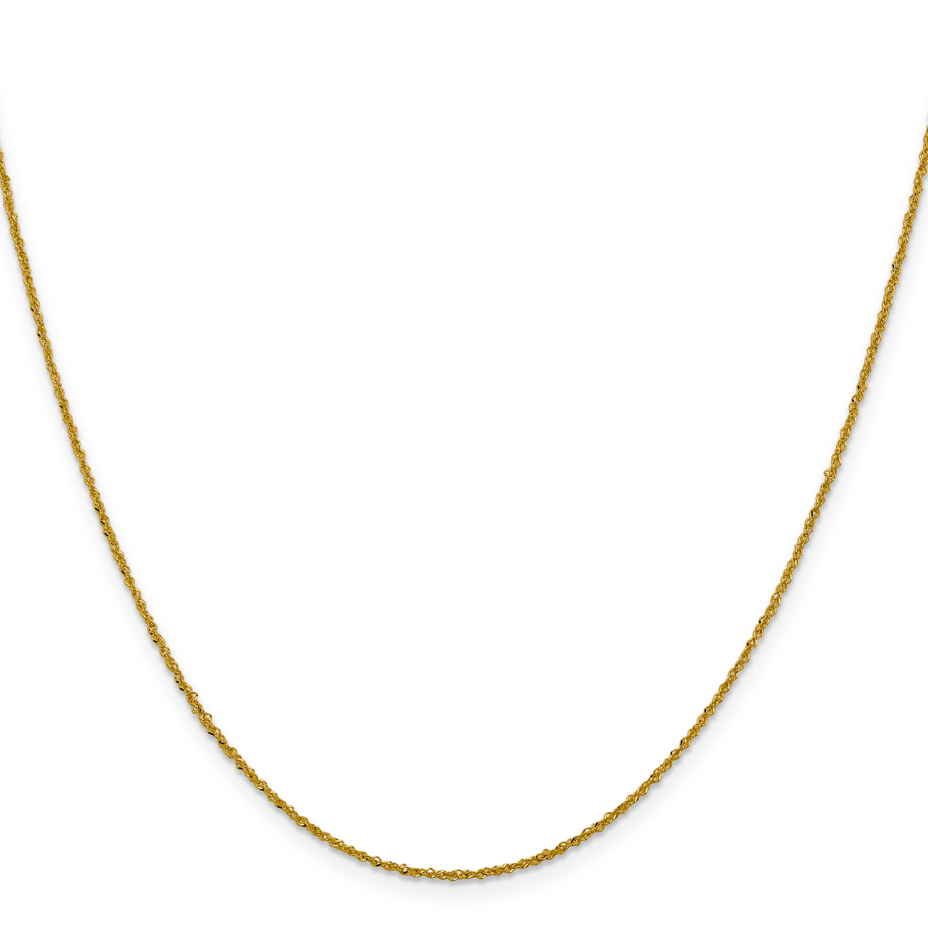 18 Inch 10K Yellow Gold 1mm Sparkle Singapore Chain Necklace