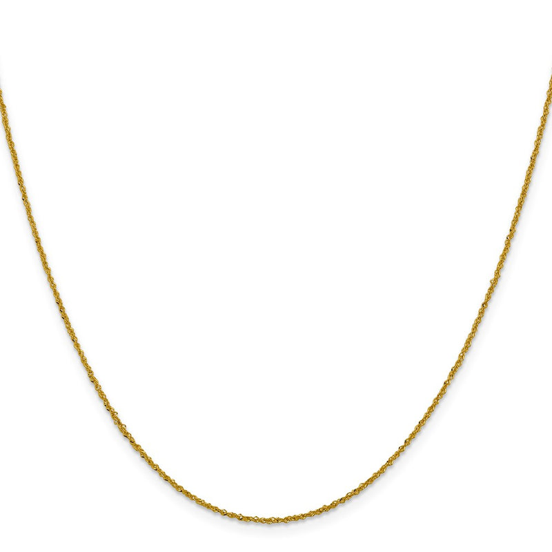 22 Inch 10K Yellow Gold 1mm Sparkle Singapore Chain Necklace