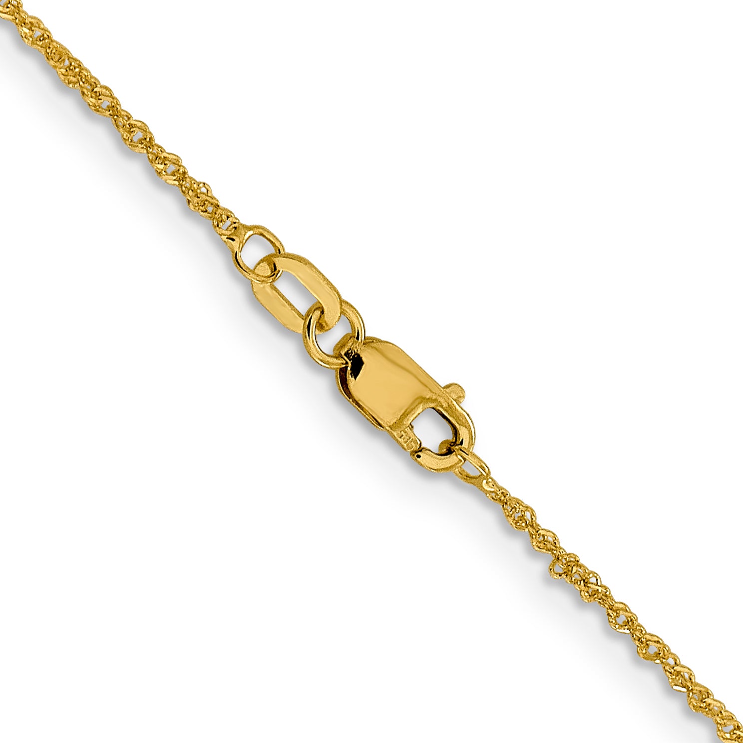22 Inch 10K Yellow Gold 1mm Sparkle Singapore Chain Necklace