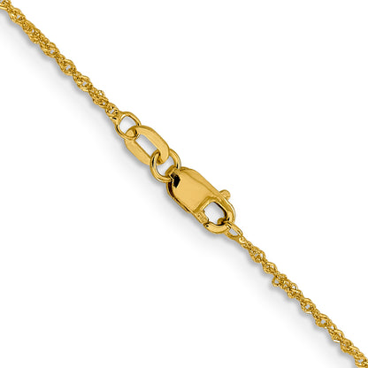18 Inch 10K Yellow Gold 1mm Sparkle Singapore Chain Necklace