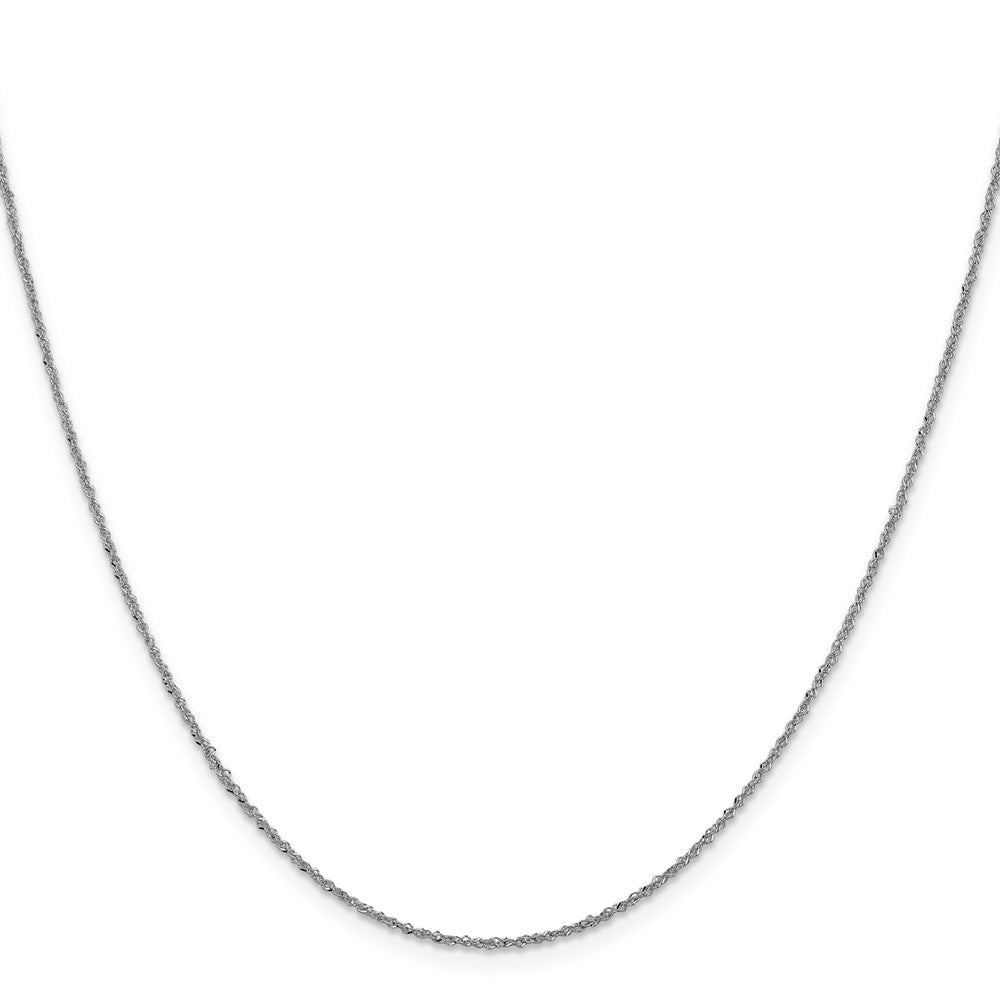 18 Inch 10K White Gold 1mm Sparkle Singapore Chain Necklace