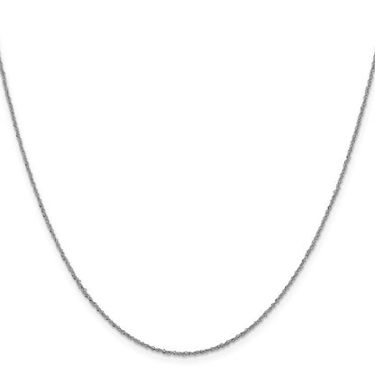 2 Inch 10K White Gold 1mm Sparkle Singapore Chain Necklace