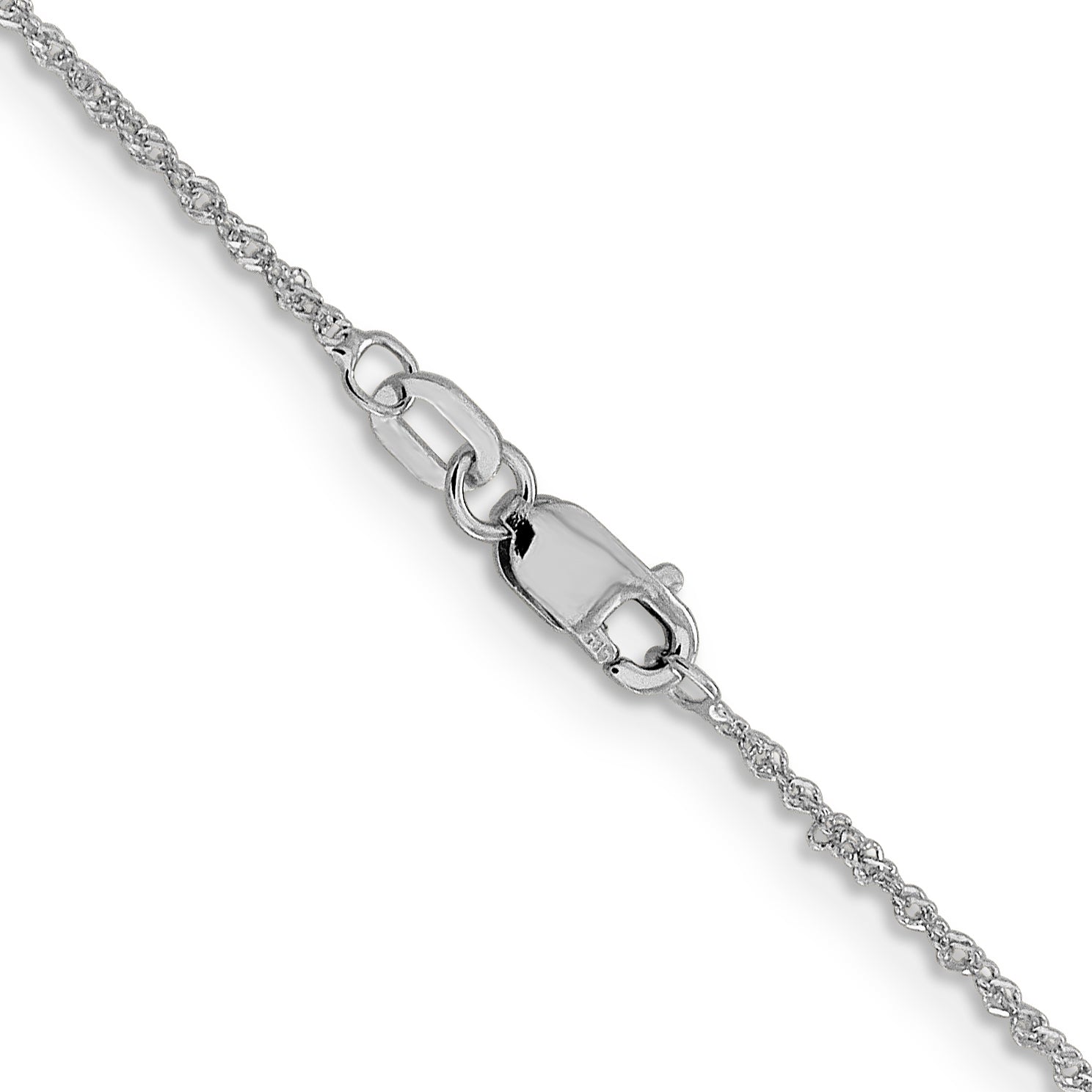 10K White Gold 1mm Sparkle Singapore Chain