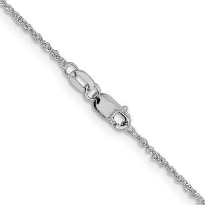 22 Inch 10K White Gold 1mm Sparkle Singapore Chain Necklace