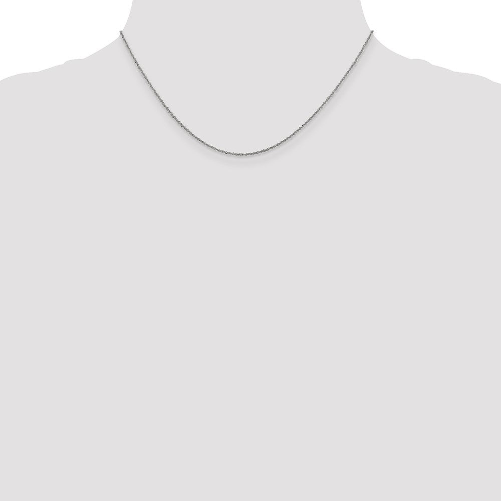 16 Inch 10K White Gold 1mm Sparkle Singapore Chain Necklace