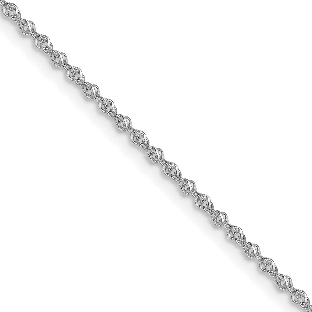 22 Inch 10K White Gold 1mm Sparkle Singapore Chain Necklace