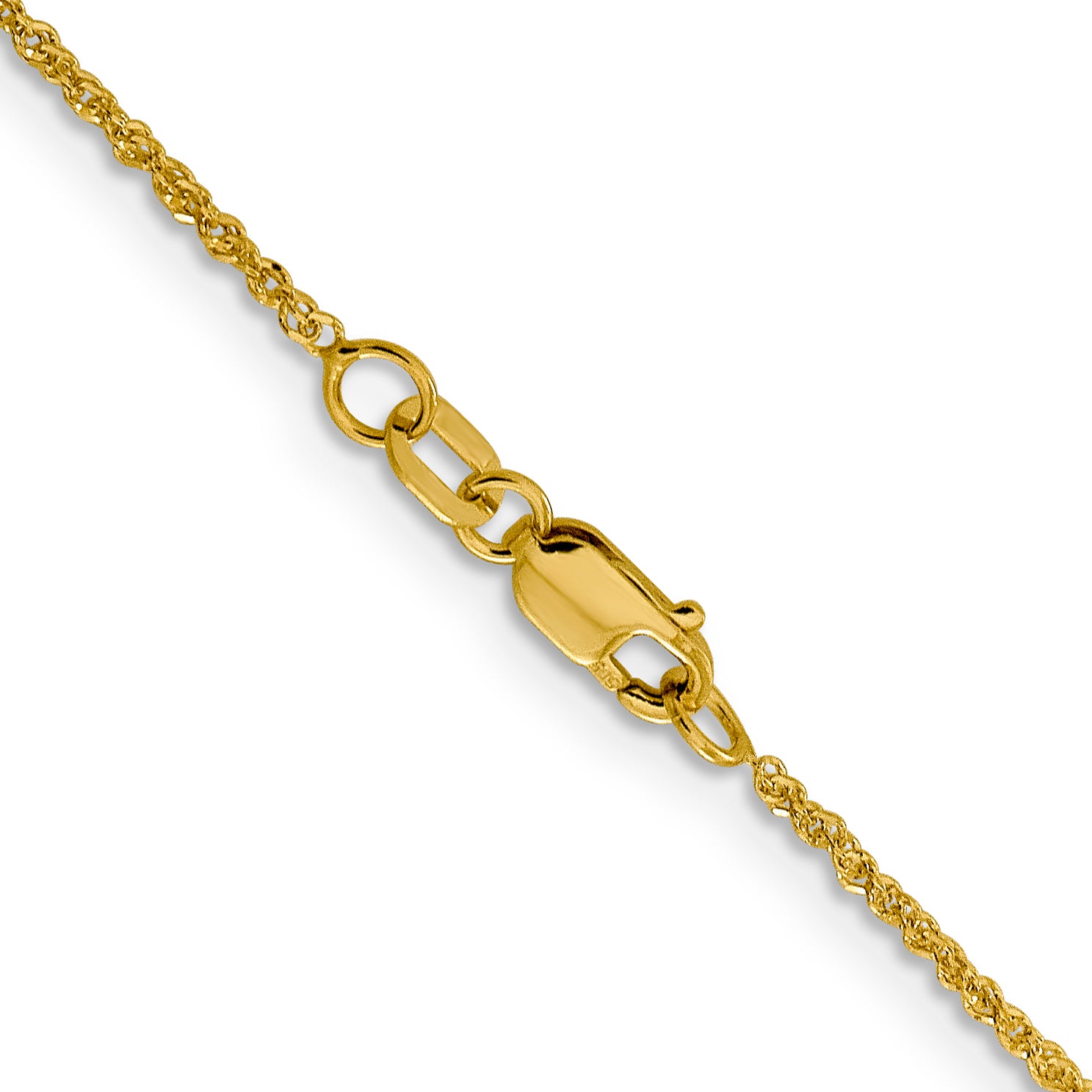 18 Inch 10K Yellow Gold 1.3mm Sparkle Singapore Chain Necklace