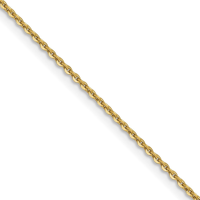 2 Inch 10K Yellow Gold 1.0 mm D/C Cable Chain Necklace