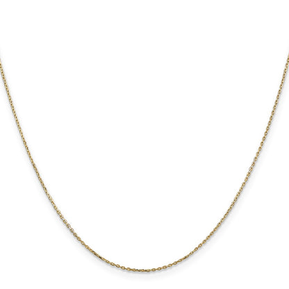 24 Inch 10K Yellow Gold .8mm D/C Cable With Lobster Clasp Chain Necklace