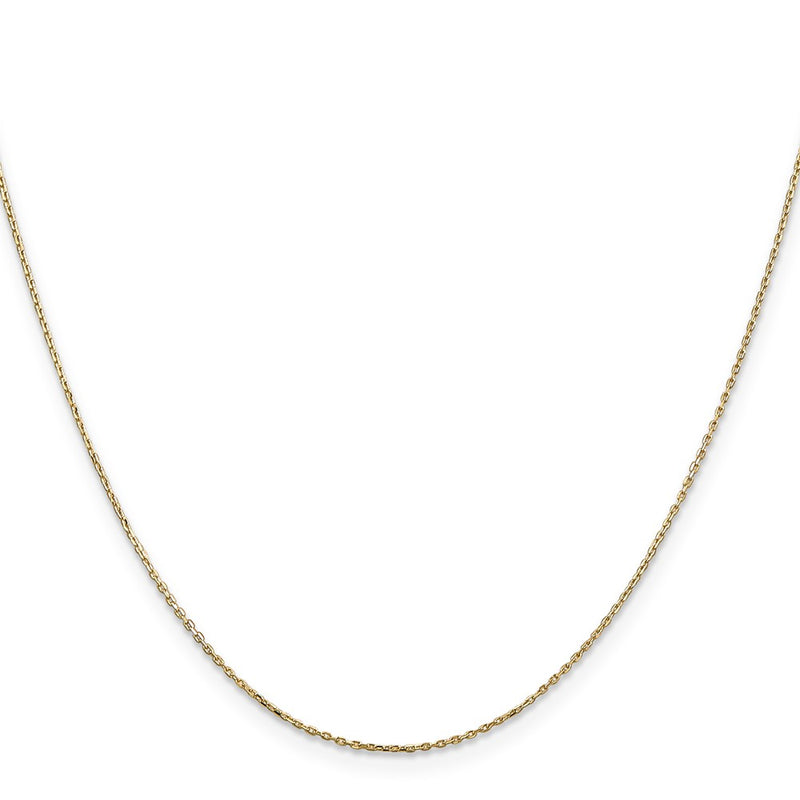 24 Inch 10K Yellow Gold .8mm D/C Cable With Lobster Clasp Chain Necklace