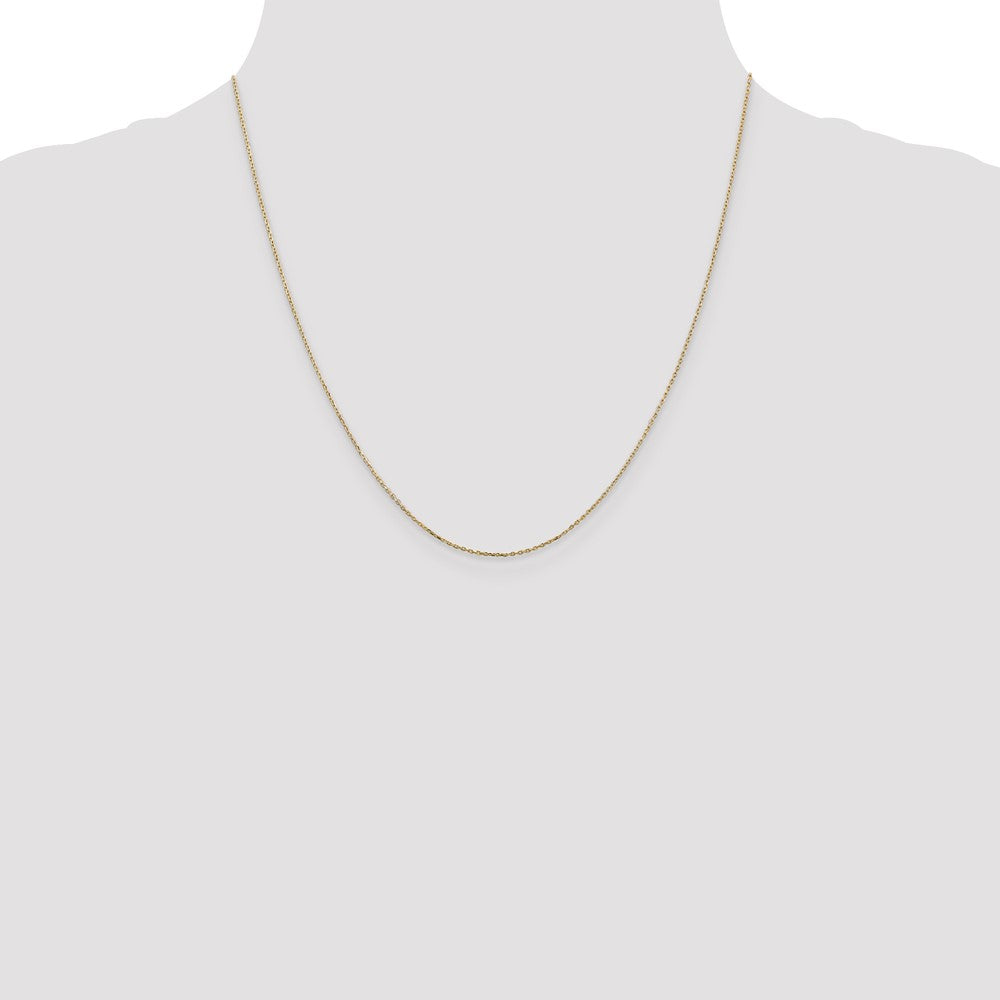 2 Inch 10K Yellow Gold .8mm D/C Cable With Lobster Clasp Chain Necklace