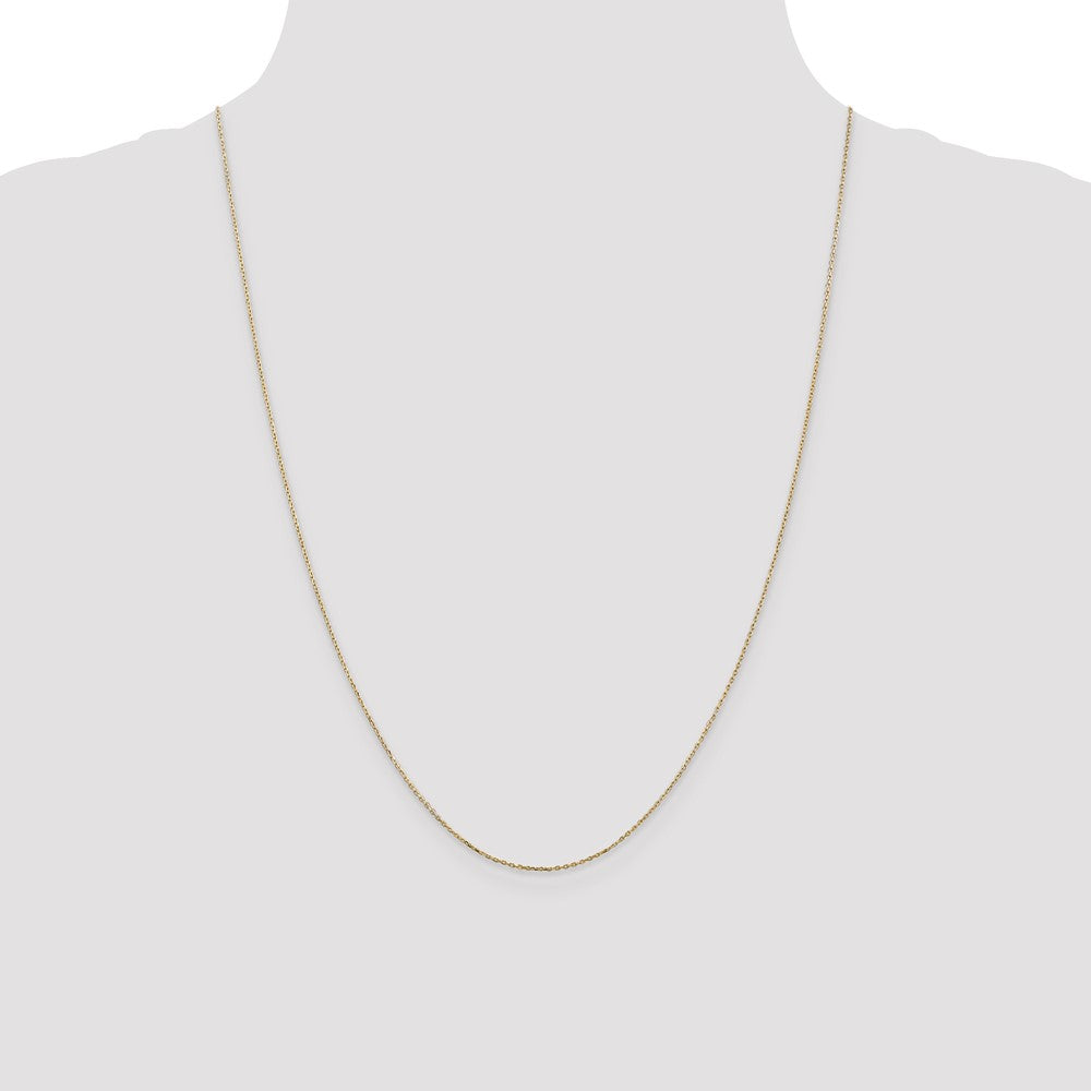 24 Inch 10K Yellow Gold .8mm D/C Cable With Lobster Clasp Chain Necklace