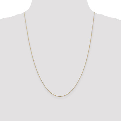 24 Inch 10K Yellow Gold .8mm D/C Cable With Lobster Clasp Chain Necklace