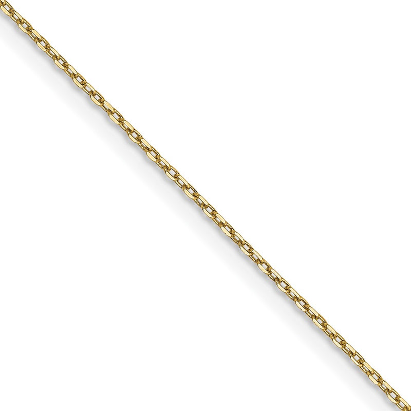 2 Inch 10K Yellow Gold .8mm D/C Cable With Lobster Clasp Chain Necklace