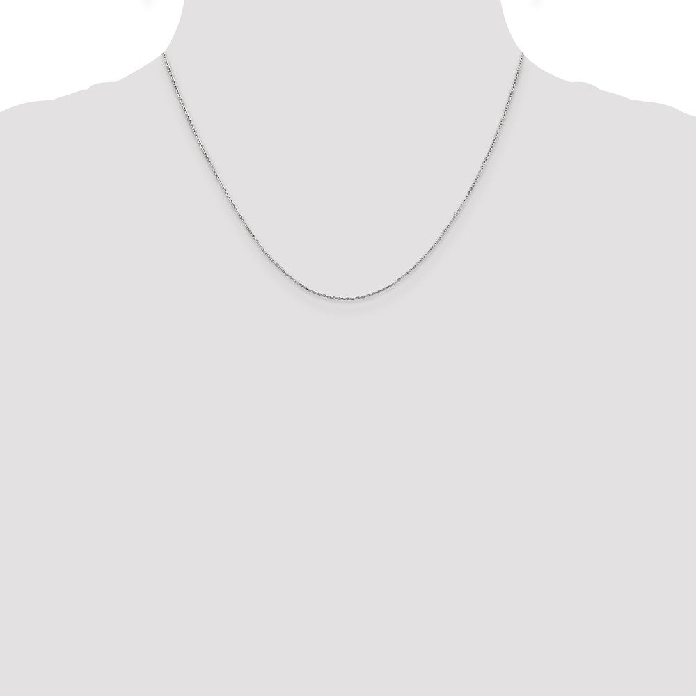 18 Inch 10K White Gold .8mm D/C Cable With Lobster Clasp Chain Necklace