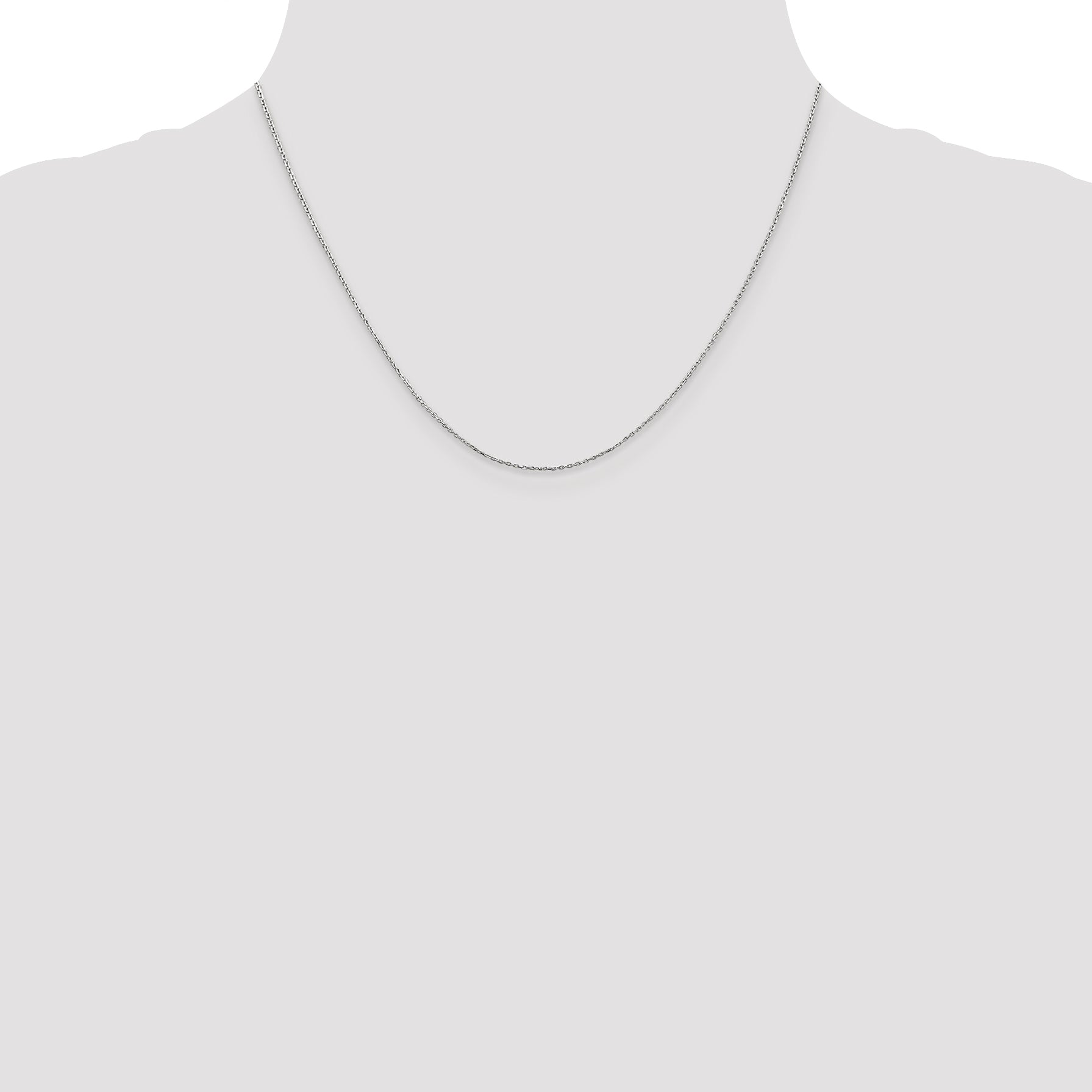 10K White Gold .8mm D/C Cable With Lobster Clasp Chain