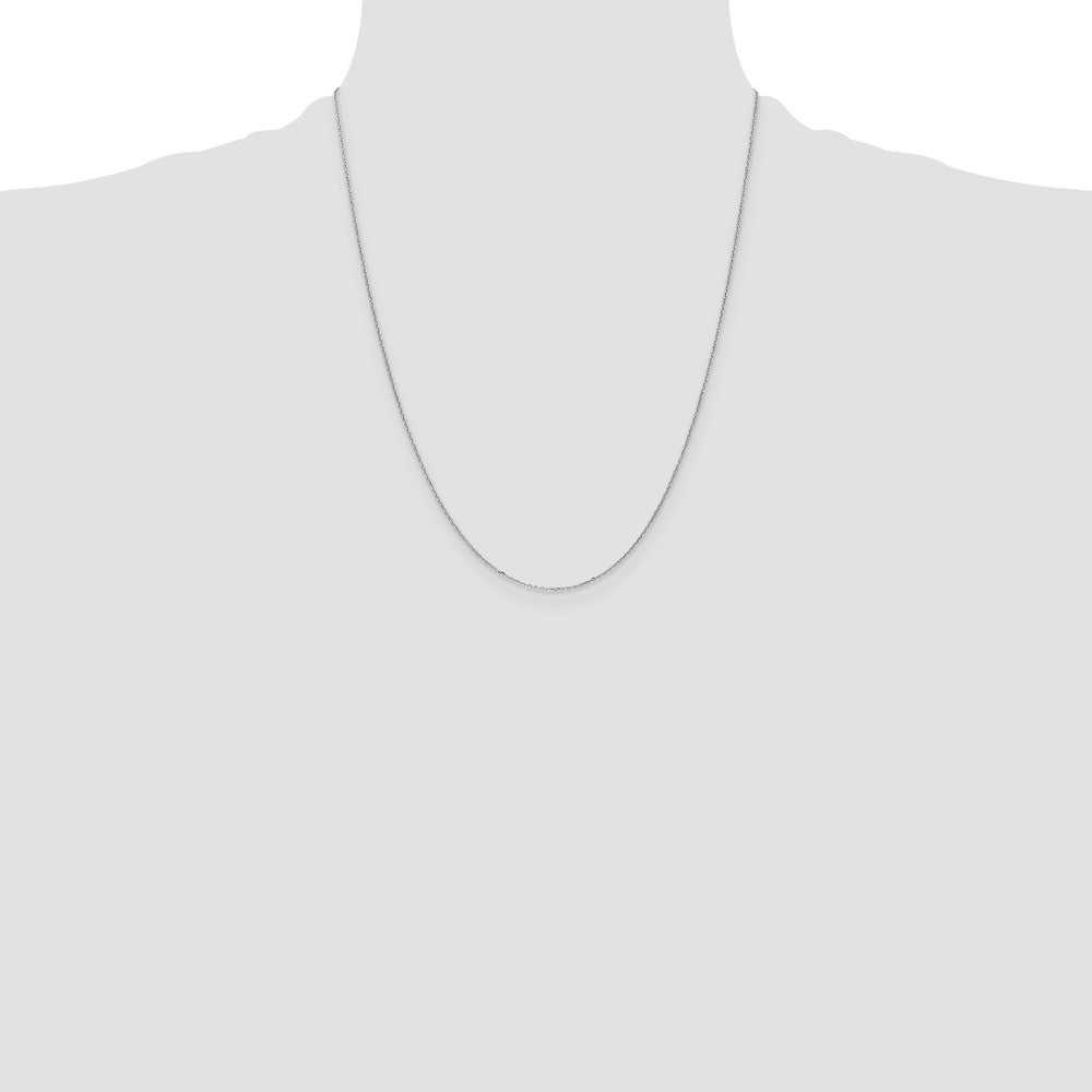 22 Inch 10K White Gold .8mm D/C Cable With Lobster Clasp Chain Necklace