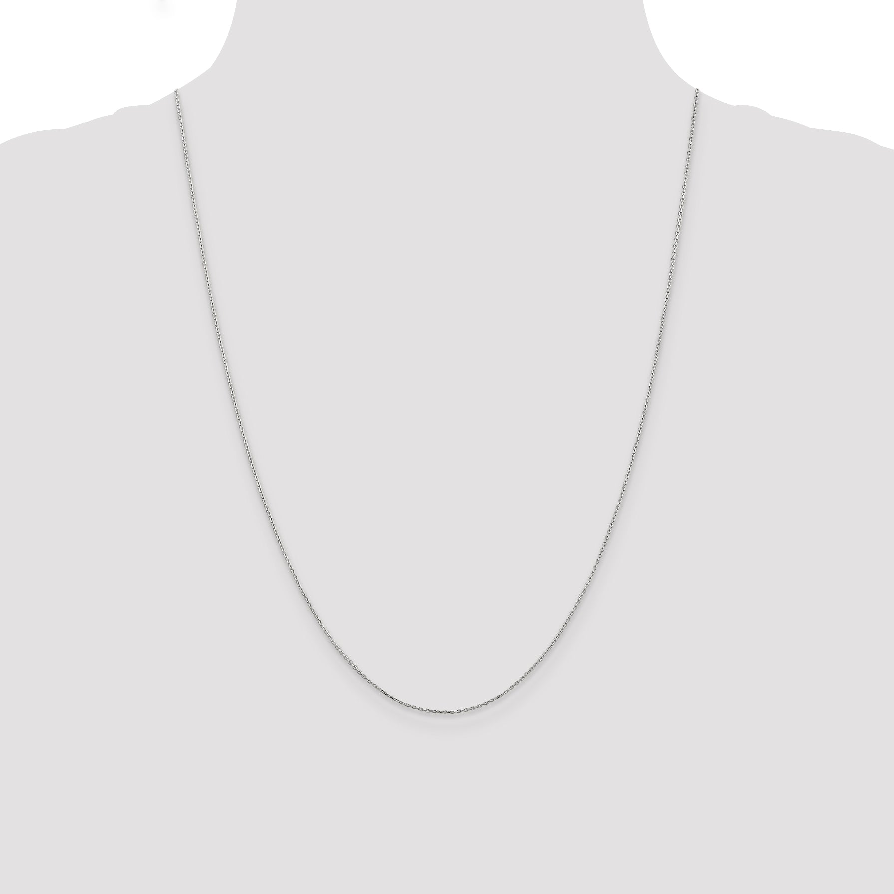 10K White Gold .8mm D/C Cable With Lobster Clasp Chain