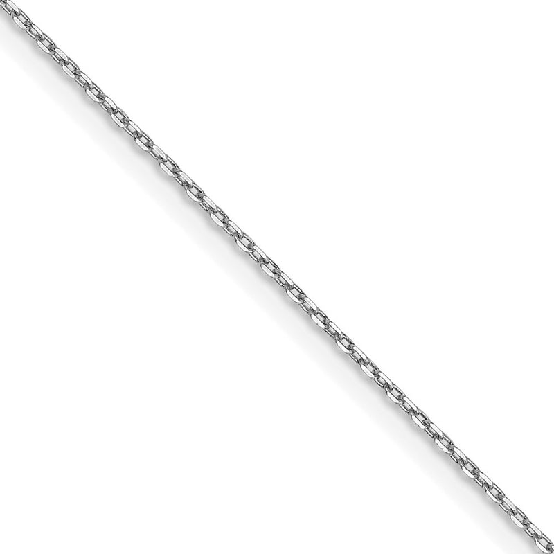 2 Inch 10K White Gold .8mm D/C Cable With Lobster Clasp Chain Necklace