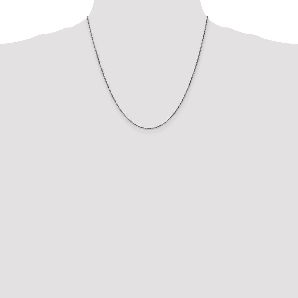 2 Inch 10K White Gold 1.25mm D/C Spiga Chain Necklace