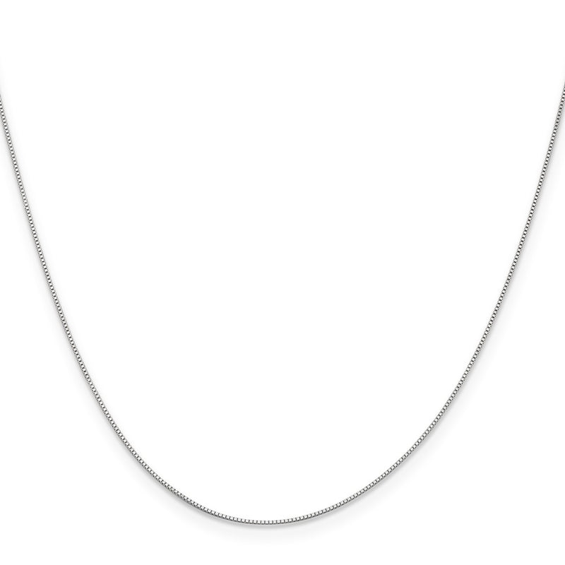 22 Inch 10K White Gold .5mm Baby Box Chain Necklace