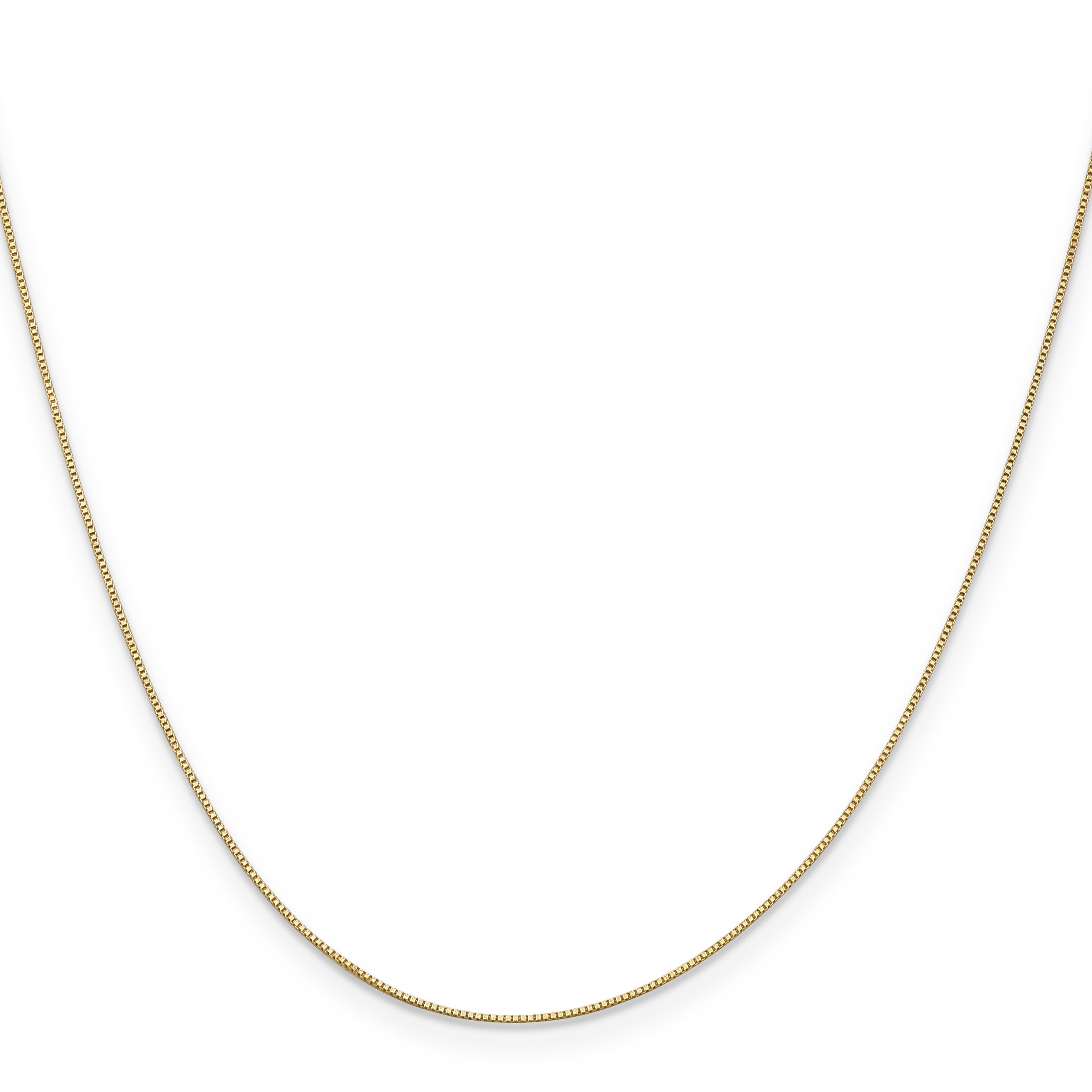 18 Inch 10K Yellow Gold .5mm Baby Box With Lobster Clasp Chain Necklace