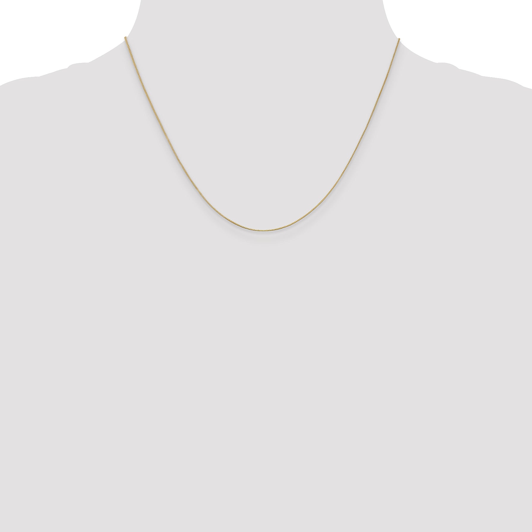 18 Inch 10K Yellow Gold .5mm Baby Box With Lobster Clasp Chain Necklace