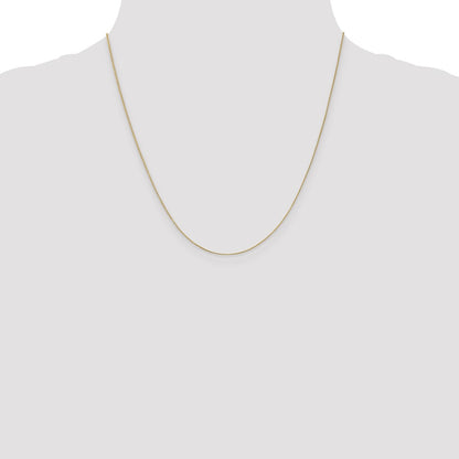 2 Inch 10K Yellow Gold .5mm Baby Box With Lobster Clasp Chain Necklace