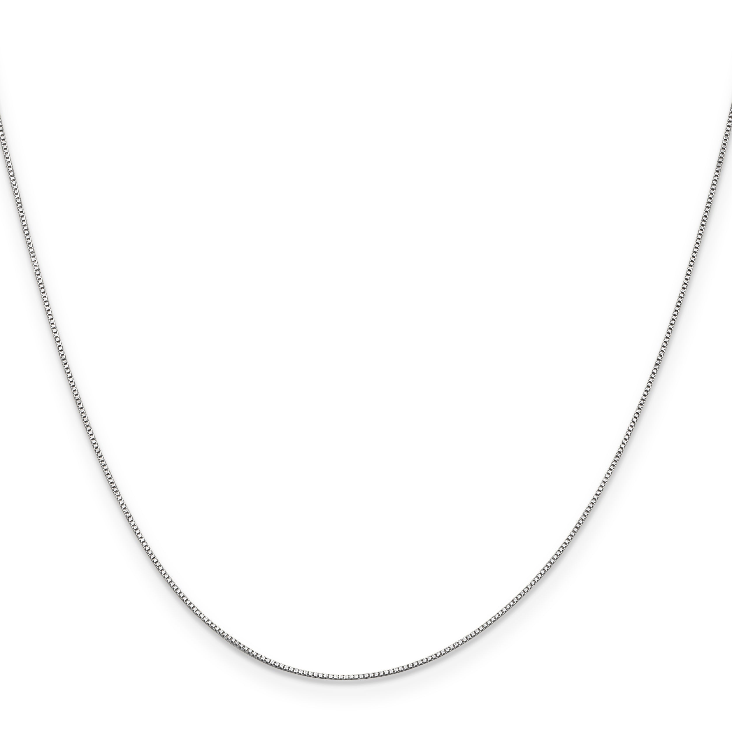 10K White Gold .5mm Baby Box With Lobster Clasp Chain