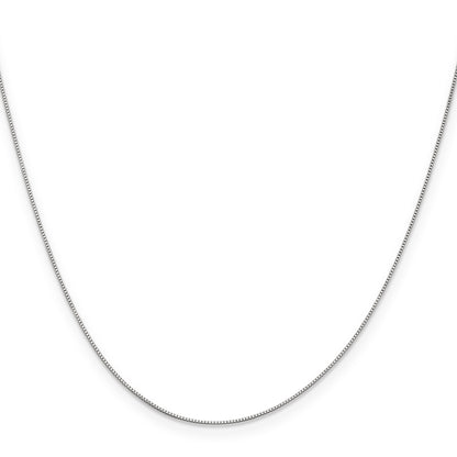 10K White Gold .5mm Baby Box With Lobster Clasp Chain