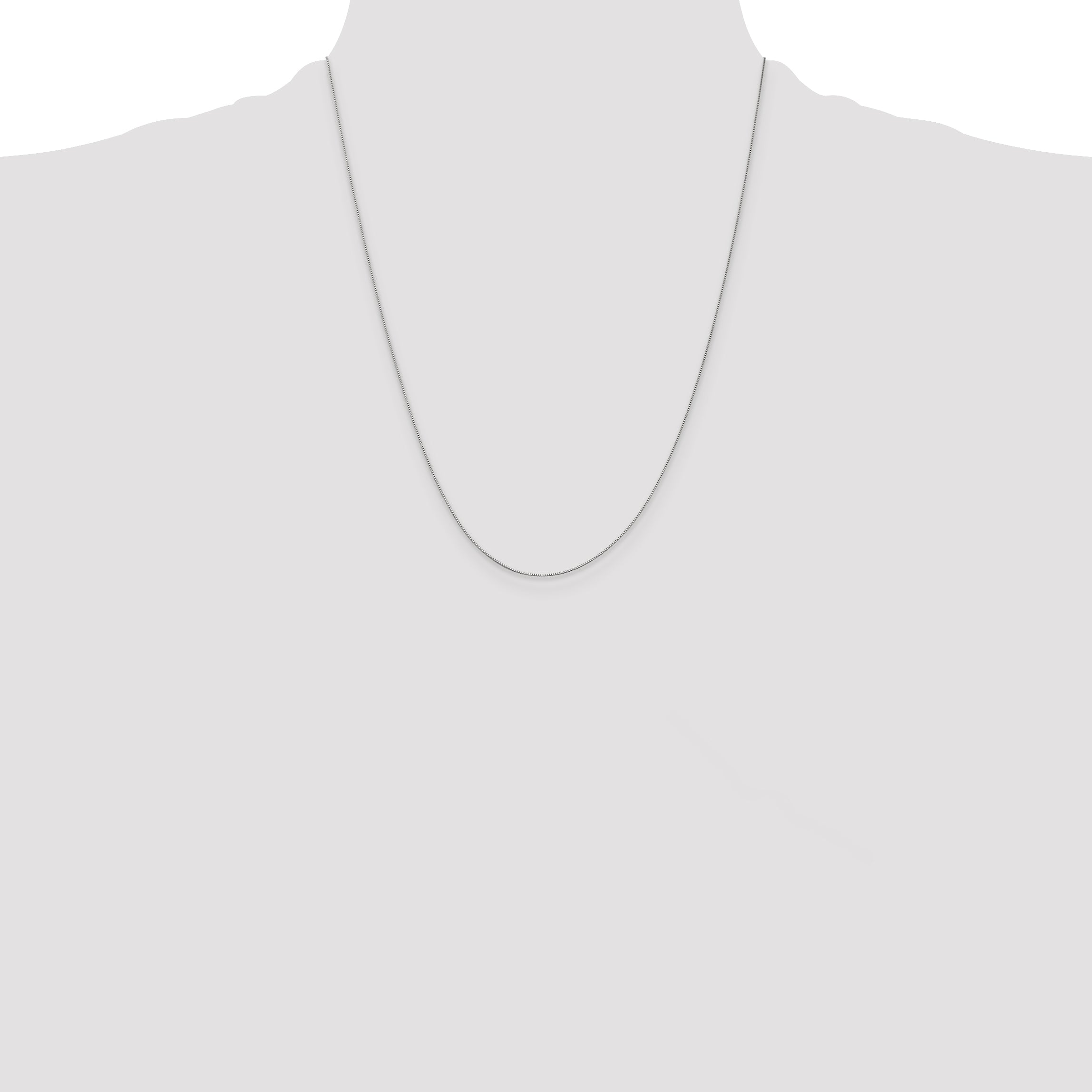 10K White Gold .5mm Baby Box With Lobster Clasp Chain