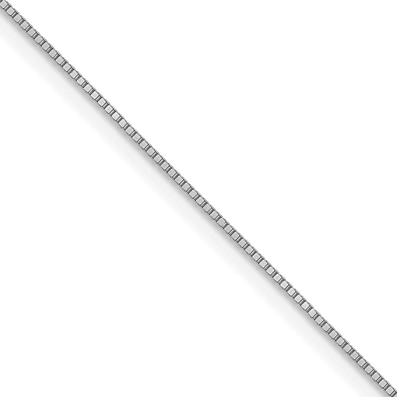 22 Inch 10K White Gold .5mm Baby Box With Lobster Clasp Chain Necklace