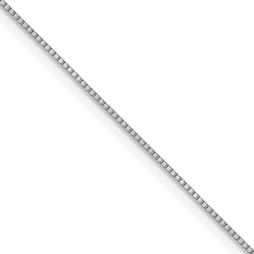 2 Inch 10K White Gold .5mm Baby Box With Lobster Clasp Chain Necklace